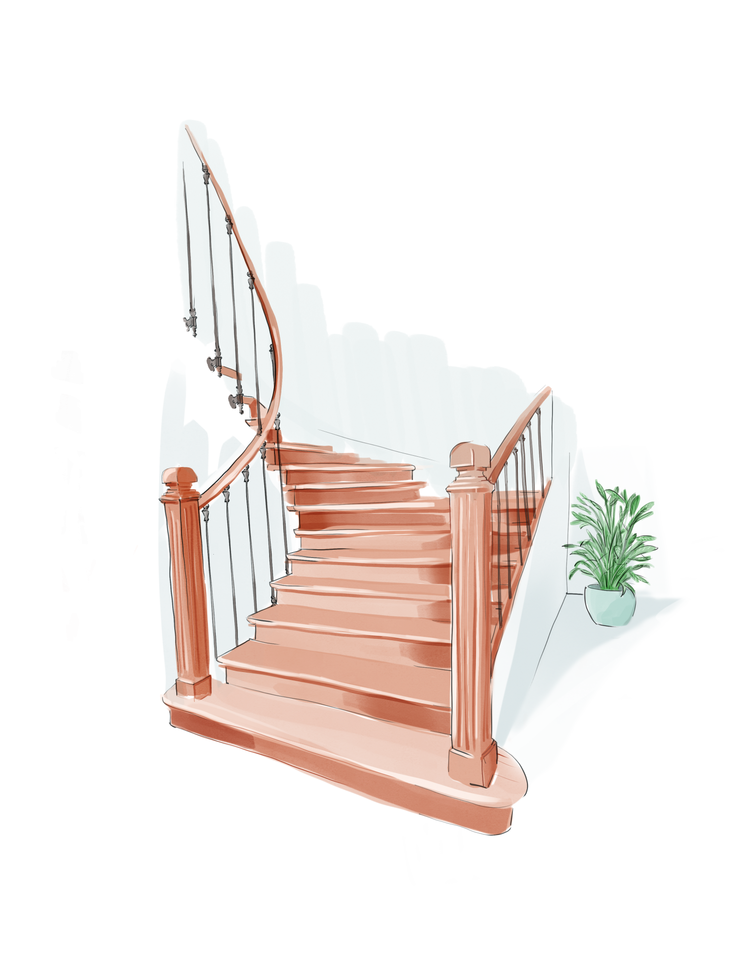 Illustration escaliers en bois